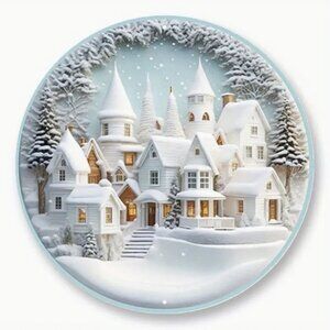 1pc 8"x8" Aluminum Sign, White Winter House Sign